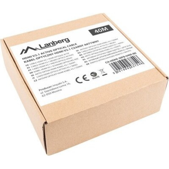 Lanberg Hdmi Cable M/M V2.1 40M 8K Optical Aoc - (CA-HDMI-30FB-0400-BK)