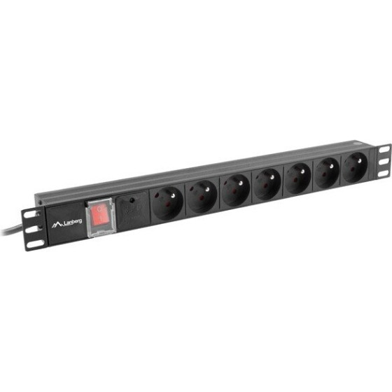 Lanberg Pdu Rack Power Strip (1U,16A,7X 230V,2M) - (PDU-07E-0200-BK)