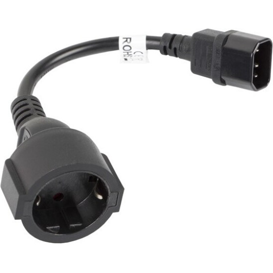 Lanberg Power Cable Black C14 Coupler - (CA-C14E-10CC-0018-BK)