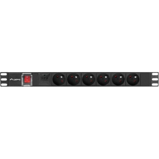 Lanberg Power Strip Pdu Rack 19'' (1U, 16A, 6X 230V PL, 2m) - (PDU-06E-0200-BK)