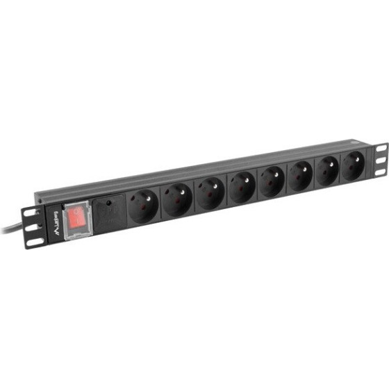 Lanberg Power Strip Pdu Rack 19'' (1U, 16A, 7X Shuko, 2m) - (PDU-PRO-07F-0200-BK)