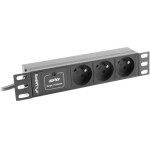 Lanberg Power Strip Rack 10'' (1U, 10A, 3X 230V PL) - (PDU-03E-0200-IEC-BK)