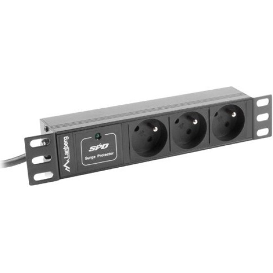 Lanberg Power Strip Rack 10'' (1U, 10A, 3X 230V PL) - (PDU-03E-0200-IEC-BK)