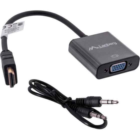 Lanberg Video Cable Adapter 0.2 m Vga (D-Sub) Hdmi Type A (Standard) Black - (AD-0017-BK)