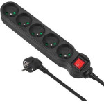Maclean Power Extension 5 m 5 Ac outlet(s) Indoor Black - (MCE185)