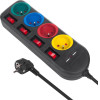 Maclean Power strip, 4-Socket Extension Cable + 2xUSB, With switches, 250VAC/10A, 2.1A 5V, 1.5m, black, MCE229 B - (MCE229B)