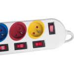 Maclean Power strip, 5 Socket Extension cable, With switches, 250VAC/10A, 1.5m, - (MCE204 M/W)
