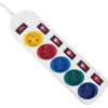 Maclean Power strip, 5 Socket Extension cable, With switches, 250VAC/10A, 1.5m, - (MCE204 M/W)