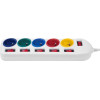 Maclean Power strip, 5 Socket Extension cable, With switches, 250VAC/10A, 1.5m, - (MCE204 M/W)