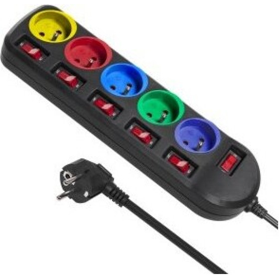 Maclean Power Extension 1.5 m 5 Ac outlet(s) Indoor Black, Multicolour - (MCE204M)