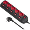 Maclean Power Extension 1.5 m 5 Ac outlet(s) Indoor Black, Red - (MCE204)