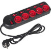Maclean Power Extension 1.5 m 5 Ac outlet(s) Indoor Black, Red - (MCE204)