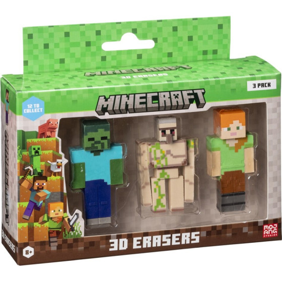 P.M.I. Kids World Minecraft 3D Erasers - 3 Pack VER.C - (MC4021C)