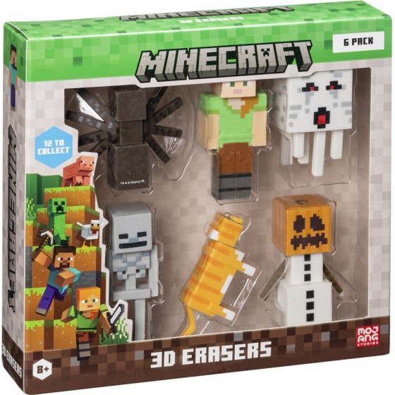 P.M.I. Kids World Minecraft 3D Erasers - 6 Pack Deluxe Box VER.B - (MC4060B)