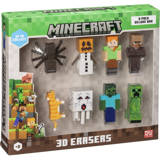 P.M.I. Kids World Minecraft 3D Erasers - 8 Pack Deluxe Box VER.B - (MC4070B)