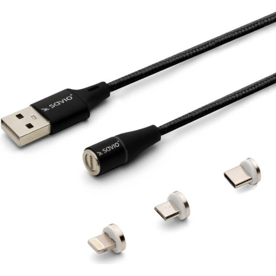 SAVIO Usb Cable 2 m Usb 2.0 Usb C Micro Usb A/Lightning Black - (CL-155)