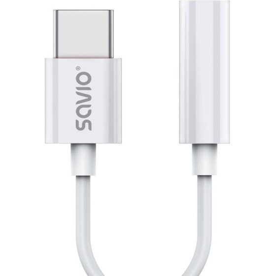 SAVIO Usb Type 3.1 C (M) - Jack 3.5mm (F) Audio Adapter White - (AK-51)