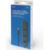 SAVIO USB-C - 3 x USB-A Hub With RJ-45 Gigabit Ethernet adapter, 5000 Mbit/s, Grey - (AK-57)