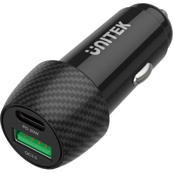 UNITEK Car Charger 38W USB-A USB-C Qc 3.0 - (P1400A)