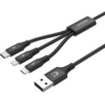 UNITEK Usb Cable 1.2 m Usb 2.0 Usb C Micro-Usb B/Lightning Black - (C14049BK)