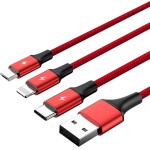 UNITEK Usb Cable 1.2 m Usb A Usb C/Micro-Usb B/Lightning Red - (C4049RD)