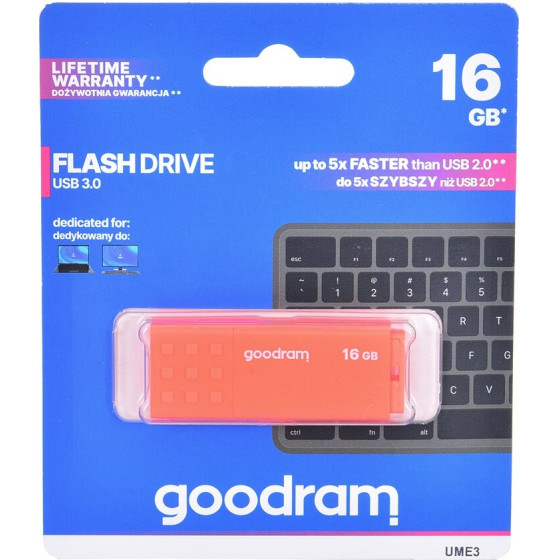 GoodRAM UME3-0160O0R1 Usb Flash Drive 16 Gb Usb Type-A 3.2 Gen 1 (3.1 Gen 1) Orange - (UME3-0160O0R11)