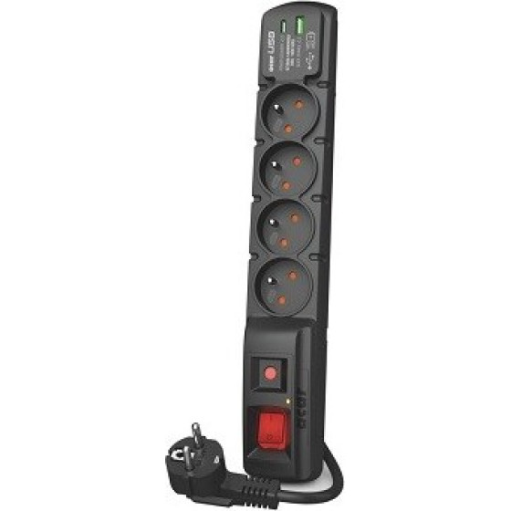 Acar F4 USB A+C surge protection cable (fast charger) 5m ; black - (W2441)
