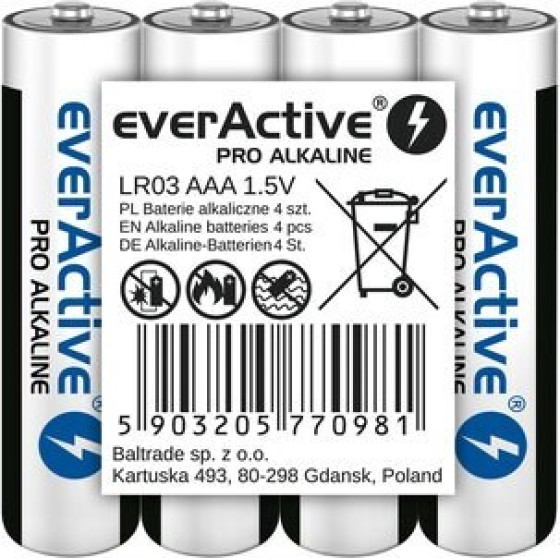 everActive Alkaline batteries AAA / LR03 Pro 4 pcs - (LR03PRO4T)