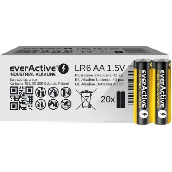 everActive Alkaline batteries Industrial Alkaline LR6 AA - carton box 40 pcs - (EVLR6S2IK)
