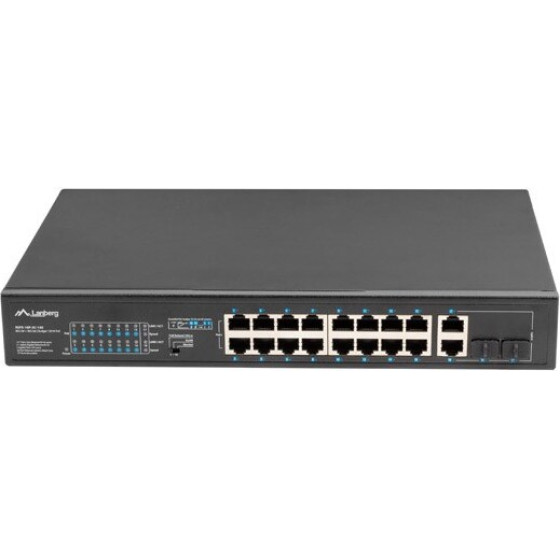 Lanberg Switch rack 19'' POE+ 16x 100MB /2X COMBO GIGABIT ETHERNET 150W - (RSFE-16P-2C-150)