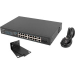 Lanberg Switch rack 19'' POE+ 16x 100MB /2X COMBO GIGABIT ETHERNET 250W - (RSFE-16P-2C-250)
