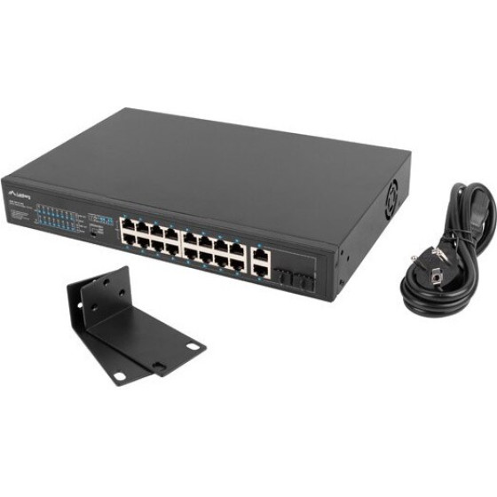 Lanberg Switch rack 19'' POE+ 16x 100MB /2X COMBO GIGABIT ETHERNET 250W - (RSFE-16P-2C-250)