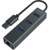 SAVIO AK-57 USB-A - 3 x USB-A HUB with RJ-45 Gigabit Ethernet adapter 5000 Mbit/s grey USB 3.2 Gen 1 (3.1 Gen 1) Micro-B 5000 Mbit/s Black - (AK-58)