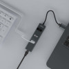 SAVIO AK-57 USB-A - 3 x USB-A HUB with RJ-45 Gigabit Ethernet adapter 5000 Mbit/s grey USB 3.2 Gen 1 (3.1 Gen 1) Micro-B 5000 Mbit/s Black - (AK-58)