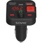 SAVIO FM transmitter, Bluetooth 5.3, QC 3.0 charger, LED display, Bass Boost, black - (TR-15)