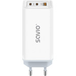 SAVIO GaN 65W mains charger, USB, QC4.0+, PD 3.0, White - (LA-07)