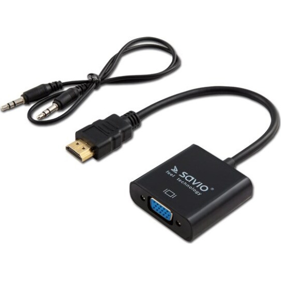 SAVIO HDMI (M) - VGA (F) Adapter with audio Black - (CL-23/B)