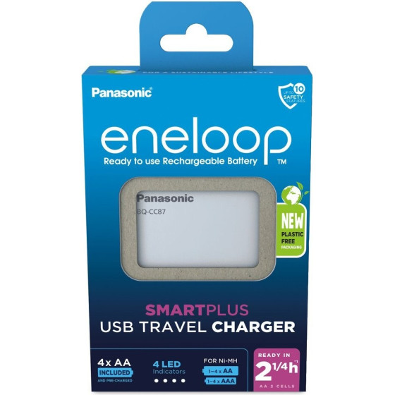 Panasonic Usb Battery Charger Eneloop Smartplus BQ-CC87 + 4x Aa 2000 Mah - (K-KJ87MCD40USB)