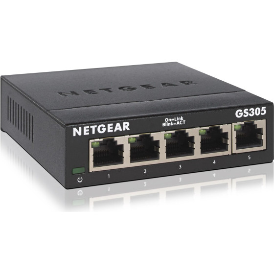 NETGEAR GS305 Unmanaged L2 Gigabit Ethernet (10/100/1000) Black - (GS305-300PES)