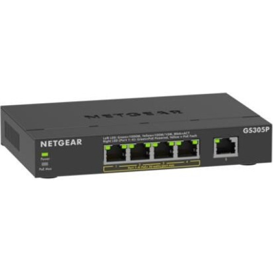 NETGEAR GS305Pv3 Unmanaged Gigabit Ethernet (10/100/1000) Power Over Ethernet (PoE) Black - (GS305P-300EUS)