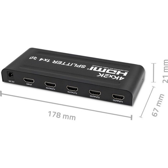 QOLTEC Active Hdmi Splitter 4 x Hdmi 4K x 2K | 3.4Gb/s - (51798)