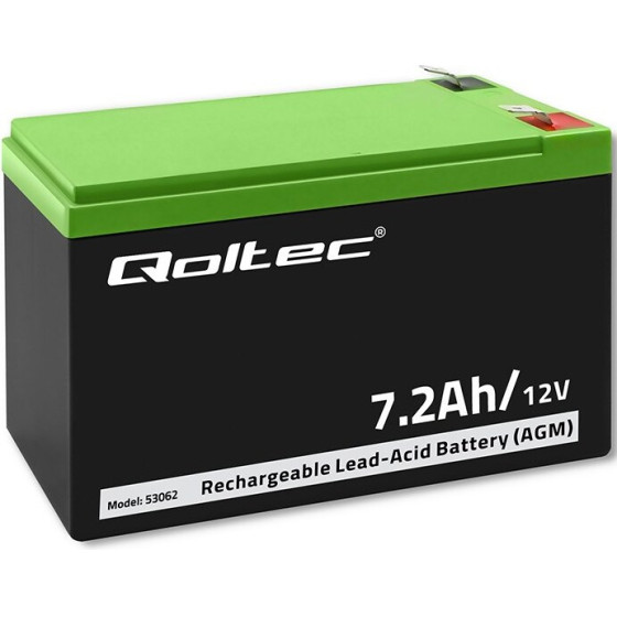 QOLTEC Agm Battery | 12V | 7.2 Ah | Max 108A - (53062)