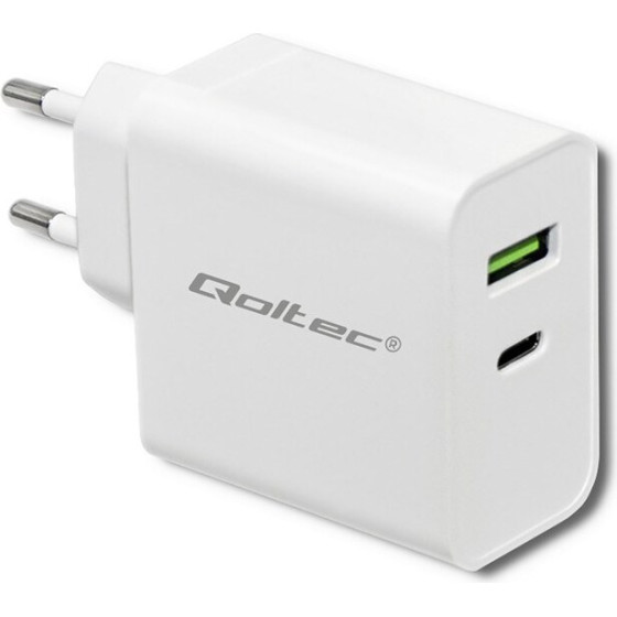 QOLTEC Charger | 45W | 5-20V | 2.4-3A | Usb Type C Pd | Usb | White - (51718)
