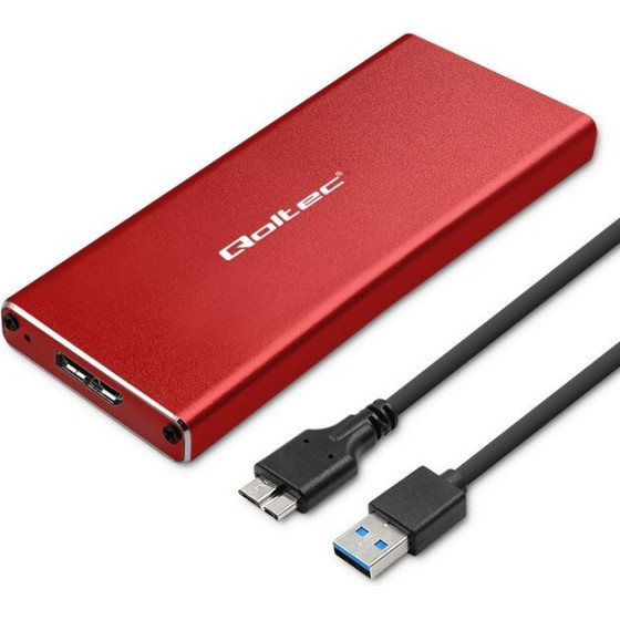 QOLTEC Enclosure | M.2 Ssd Drive | Sata | NGFF| Usb 3.0 | Super Speed 5Gb/s | 2TB | Red - (51831)