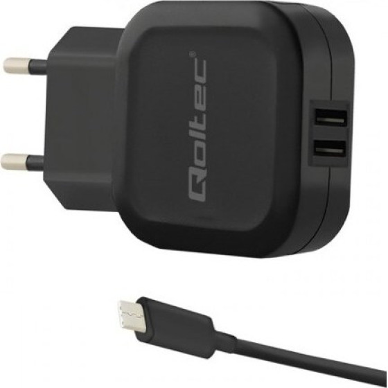 QOLTEC Mobile Device Charger Laptop, Smartphone, Smartwatch, Tablet, Telephone, Universal Black AC, Dc Indoor - (50188)