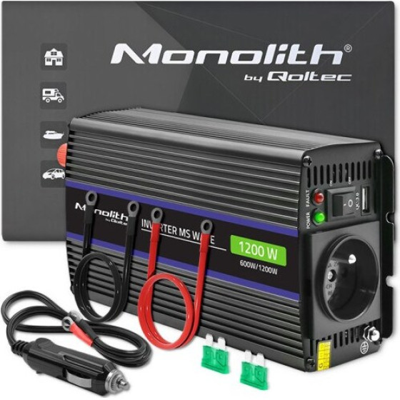 QOLTEC Monolith Power adapter/Inverter Auto/Indoor 600 W Black - (51925)
