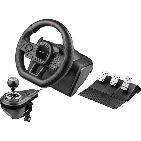 Tracer Gaming Controller Black Steering Wheel + Pedals Playstation 4, Playstation 3, Xbox One, Xbox 360, Switch, Pc - (TRAJOY47345)