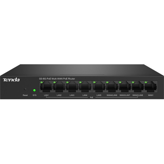 Tenda Wired Router Gigabit Ethernet Black - (G0-8G-PoE)