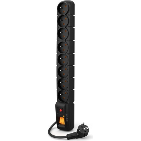 Acar S8 Black 8 Ac outlet(s) 230 V 3m - (W0148)