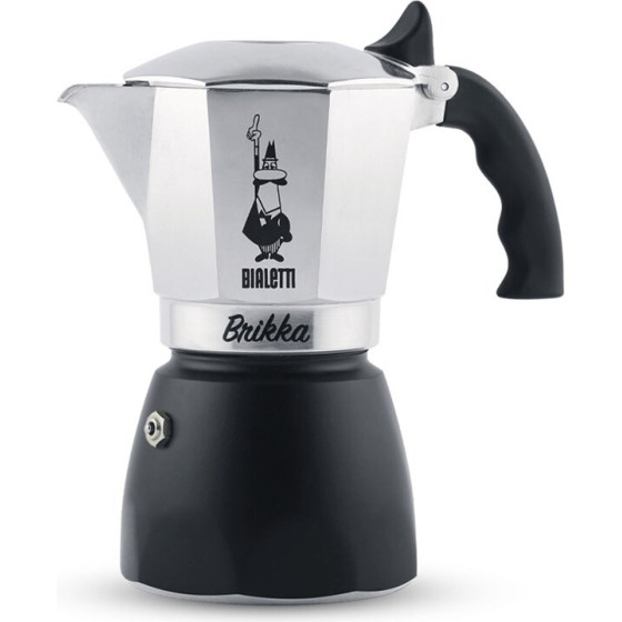 Bialetti Brikka Moka Pot 0.1 L Black, Stainless Steel - (8006363040556)